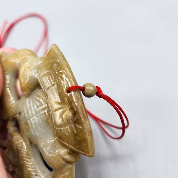 Jade Pendant Amulet Chinese Symbol Lot of 2 Deer Carved Stone Vtg 1980s - Picture 8 of 10